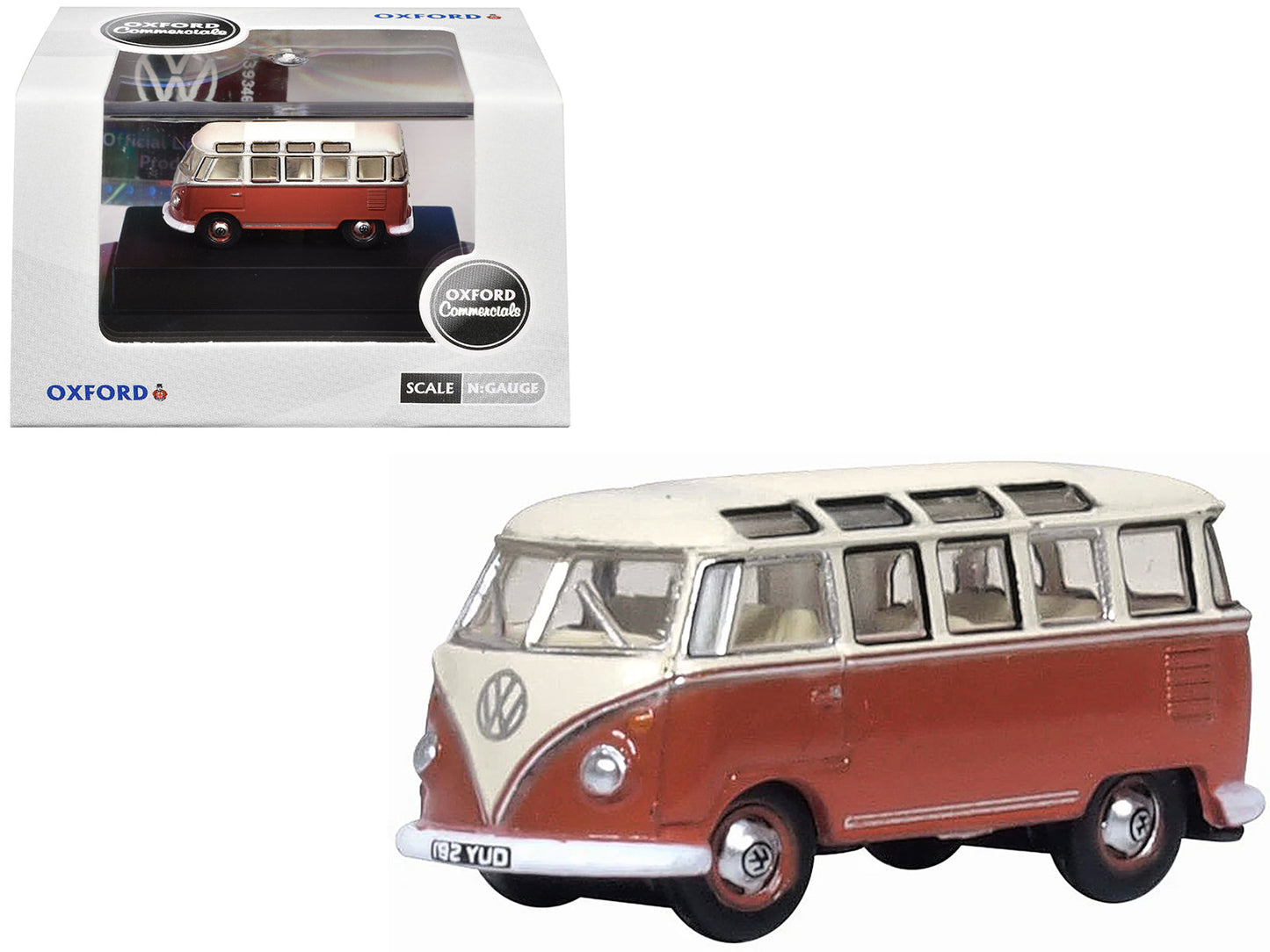 Volkswagen T1 Samba Bus Sealing Wax Red and Gray 1/148 (N) Scale Diecast Model Car
