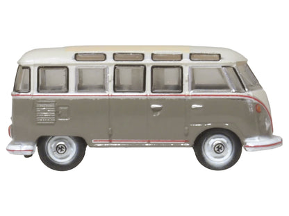 Volkswagen T1 Samba Bus Mouse Grey and Pearl White with Red Stripes 1/148 (N) Scale Diecast Model Car