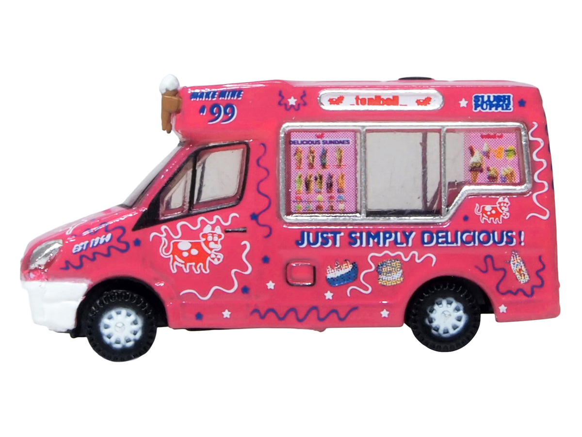 Whitby Mondial Ice Cream Van "Tonibell" Pink with Graphics 1/76 (OO) Scale Diecast Model Car