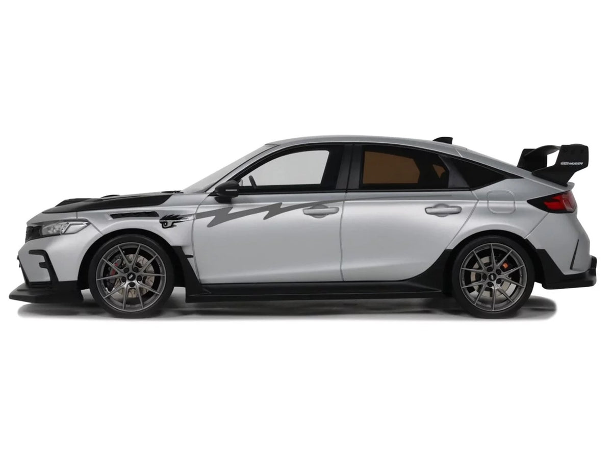 2024 Honda Civic Type R Mugen Group B RHD (Right Hand Drive) Matt Silver Metallic with Black Hood Limited Edition to 999 pieces Worldwide 1/18 Model Car