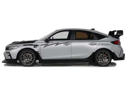 2024 Honda Civic Type R Mugen Group B RHD (Right Hand Drive) Matt Silver Metallic with Black Hood Limited Edition to 999 pieces Worldwide 1/18 Model Car