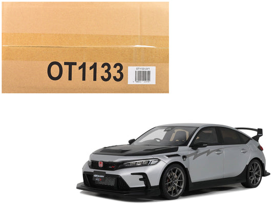 2024 Honda Civic Type R Mugen Group B RHD (Right Hand Drive) Matt Silver Metallic with Black Hood Limited Edition to 999 pieces Worldwide 1/18 Model Car