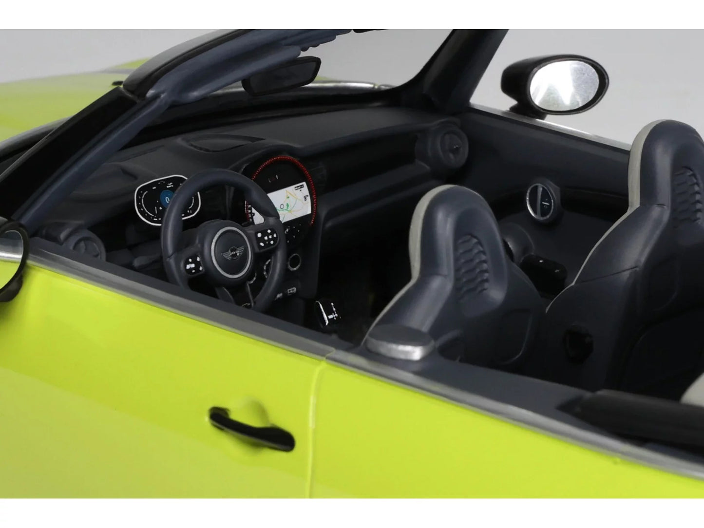 2021 Mini JCW Cabrio Zesty Yellow with Black Stripes 1/18 Model Car