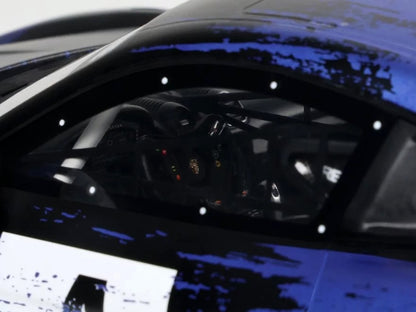 2021 Porsche Cayman 718 GT4 RS Clubsport #4 Black with Blue Graphics Limited Edition to 999 pieces Worldwide 1/18 Model Car