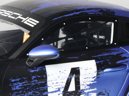 2021 Porsche Cayman 718 GT4 RS Clubsport #4 Black with Blue Graphics Limited Edition to 999 pieces Worldwide 1/18 Model Car