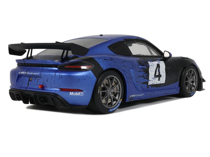 2021 Porsche Cayman 718 GT4 RS Clubsport #4 Black with Blue Graphics Limited Edition to 999 pieces Worldwide 1/18 Model Car