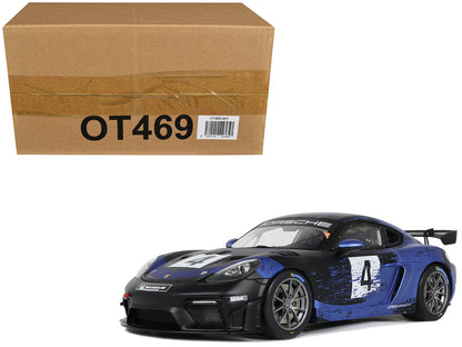 2021 Porsche Cayman 718 GT4 RS Clubsport #4 Black with Blue Graphics Limited Edition to 999 pieces Worldwide 1/18 Model Car