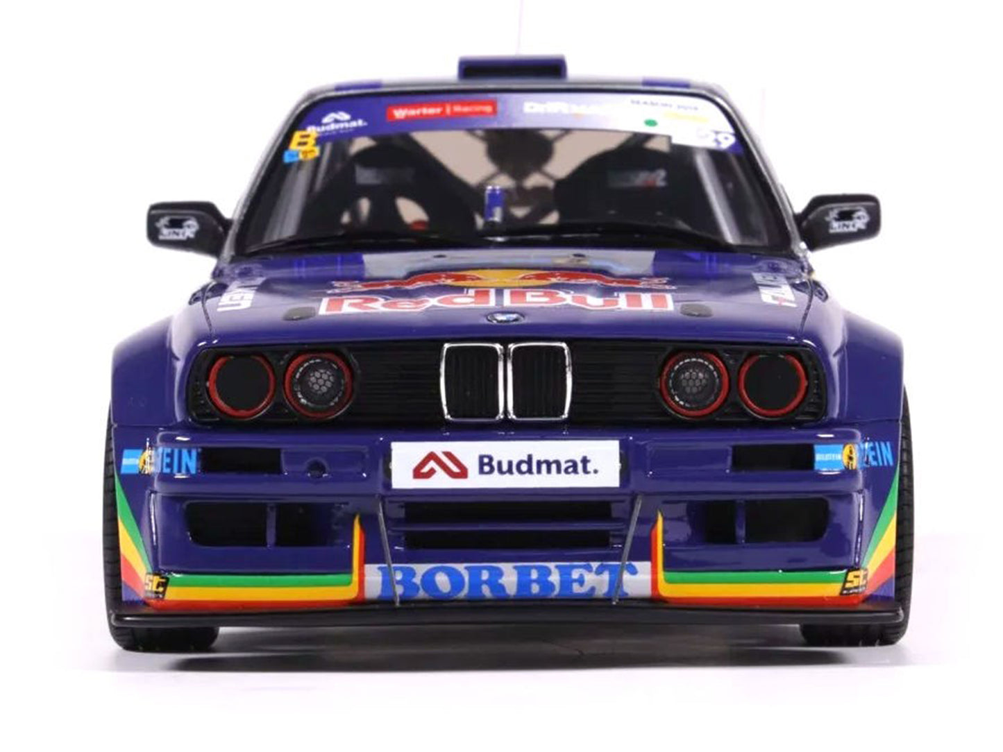 2023 BMW E30 V8 Drift "Red Bull Driftbrothers" Blue and Silver with Graphics Limited Edition to 3000 pieces Worldwide 1/18 Model Car