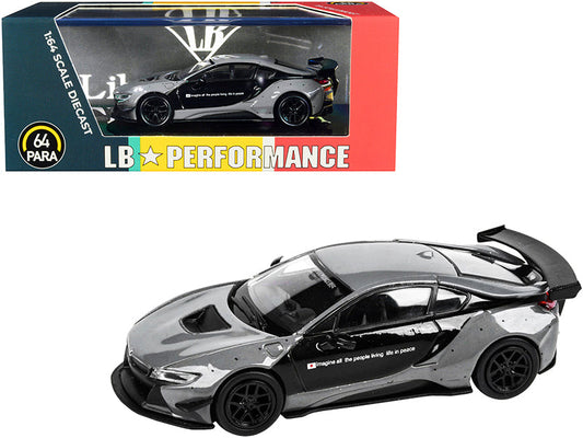 BMW i8 Liberty Walk Gray and Black "LB Performance" Series 1/64 Diecast Model Car
