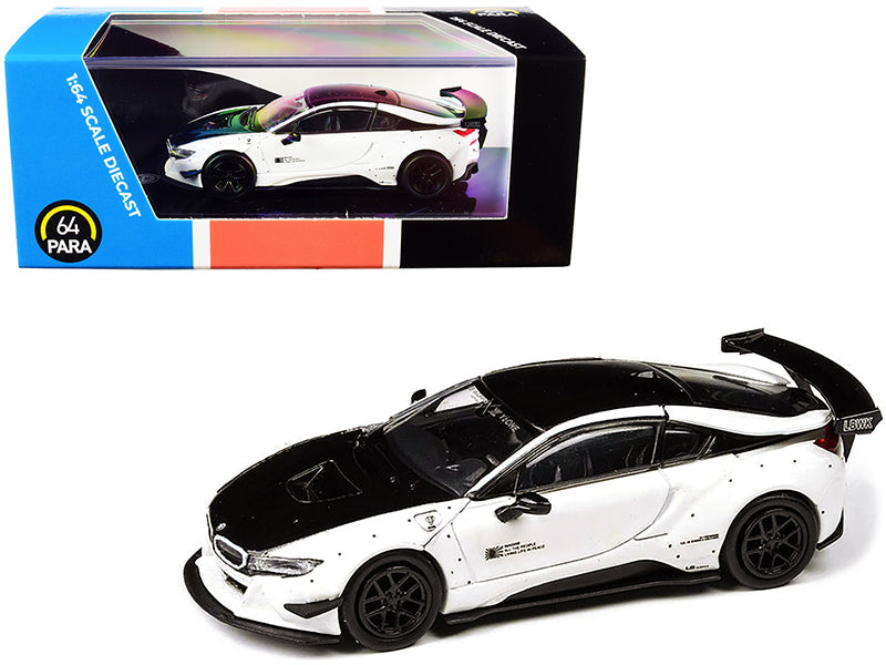BMW i8 Liberty Walk White and Black 1/64 Diecast Model Car