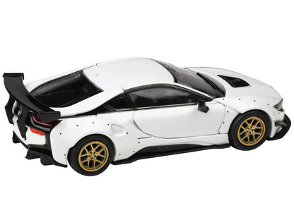 BMW i8 Liberty Walk White with Gold Wheels 1/64 Diecast Model Car