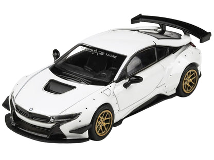 BMW i8 Liberty Walk White with Gold Wheels 1/64 Diecast Model Car