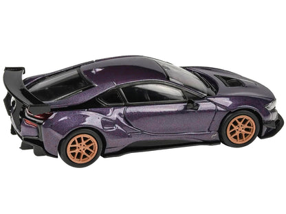 BMW i8 Liberty Walk Twilight Purple Metallic with Gold Wheels 1/64 Diecast Model Car