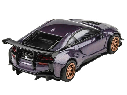 BMW i8 Liberty Walk Twilight Purple Metallic with Gold Wheels 1/64 Diecast Model Car
