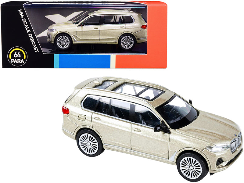 BMW X7 with Sunroof Sunstone Gold Metallic 1/64 Diecast Model Car