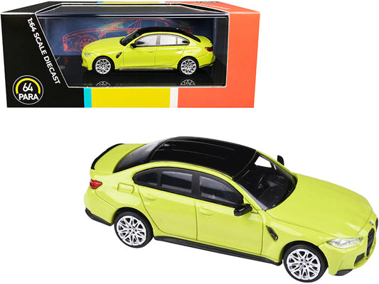 BMW M3 (G80) Sao Paulo Yellow with Black Top 1/64 Diecast Model Car