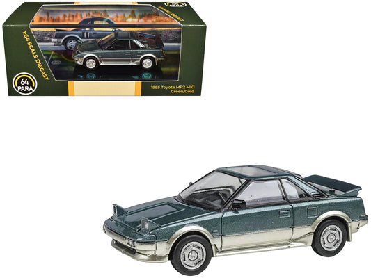 1985 Toyota MR2 MK1 Green Metallic and Gold with Sunroof 1/64 Diecast Model Car