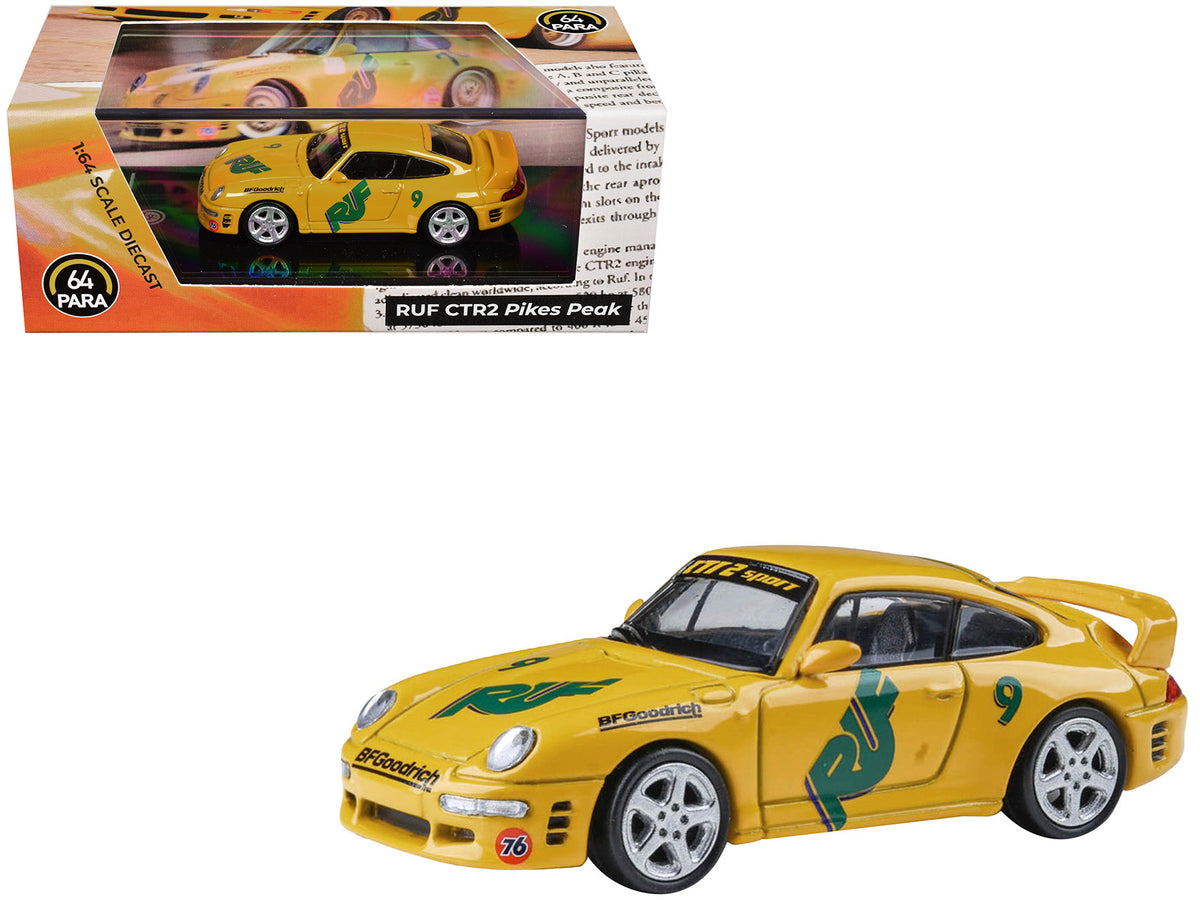 RUF CTR2 #9 "Pikes Peak" Yellow with Graphics 1/64 Diecast Model Car
