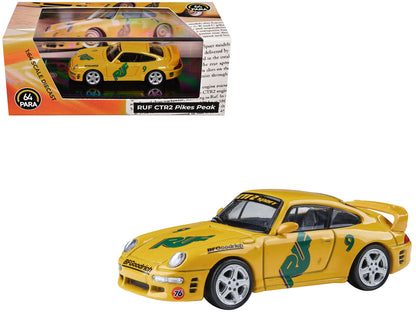 RUF CTR2 #9 "Pikes Peak" Yellow with Graphics 1/64 Diecast Model Car