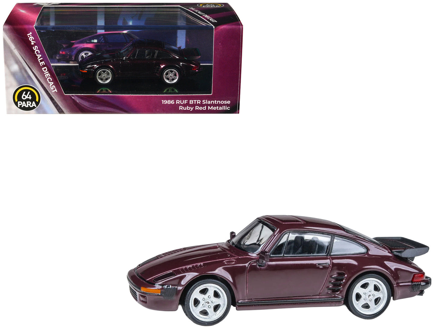 1986 RUF BTR Slantnose Ruby Red Metallic 1/64 Diecast Model Car