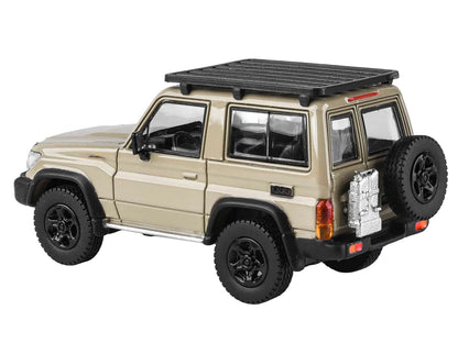 2023 Toyota Land Cruiser 71 Sandy Taupe "70th Anniversary" with Roofrack 1/64 Diecast Model Car