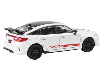 2025 Honda Civic Type R FL5 "Ultimate Edition" White with Red Stripes and Black Top 1/64 Diecast Model Car