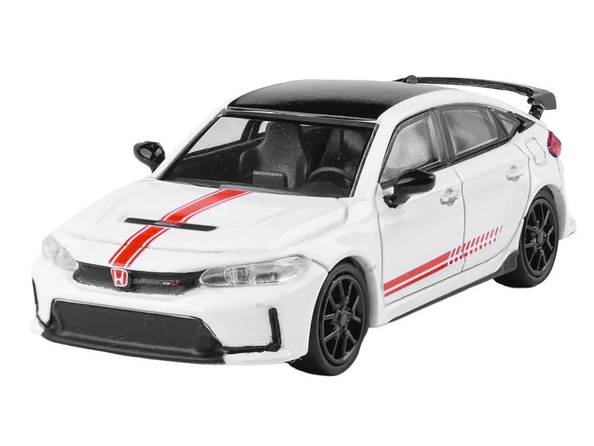 2025 Honda Civic Type R FL5 "Ultimate Edition" White with Red Stripes and Black Top 1/64 Diecast Model Car