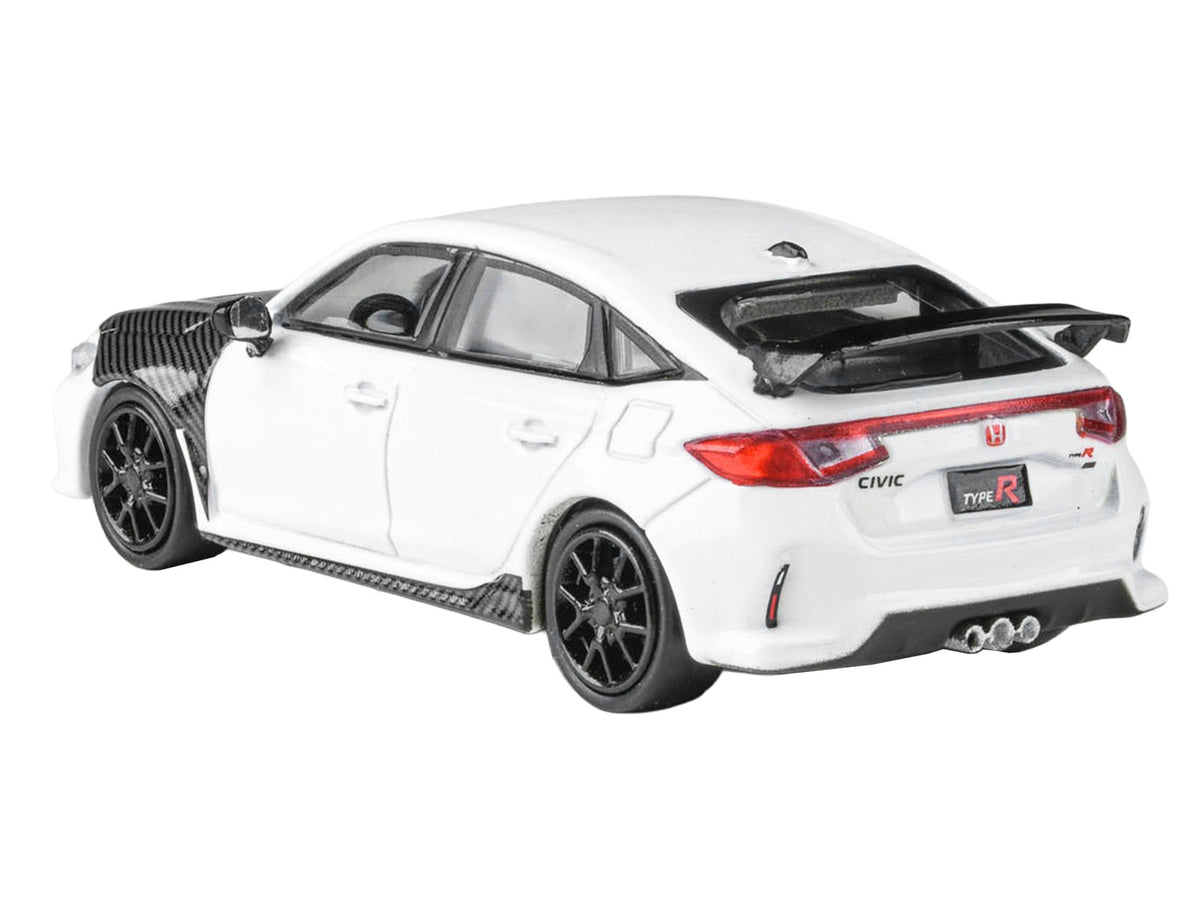 2025 Honda Civic Type R FL5 White with Carbon Hood and Accents 1/64 Diecast Model Car