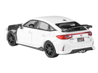 2025 Honda Civic Type R FL5 White with Carbon Hood and Accents 1/64 Diecast Model Car