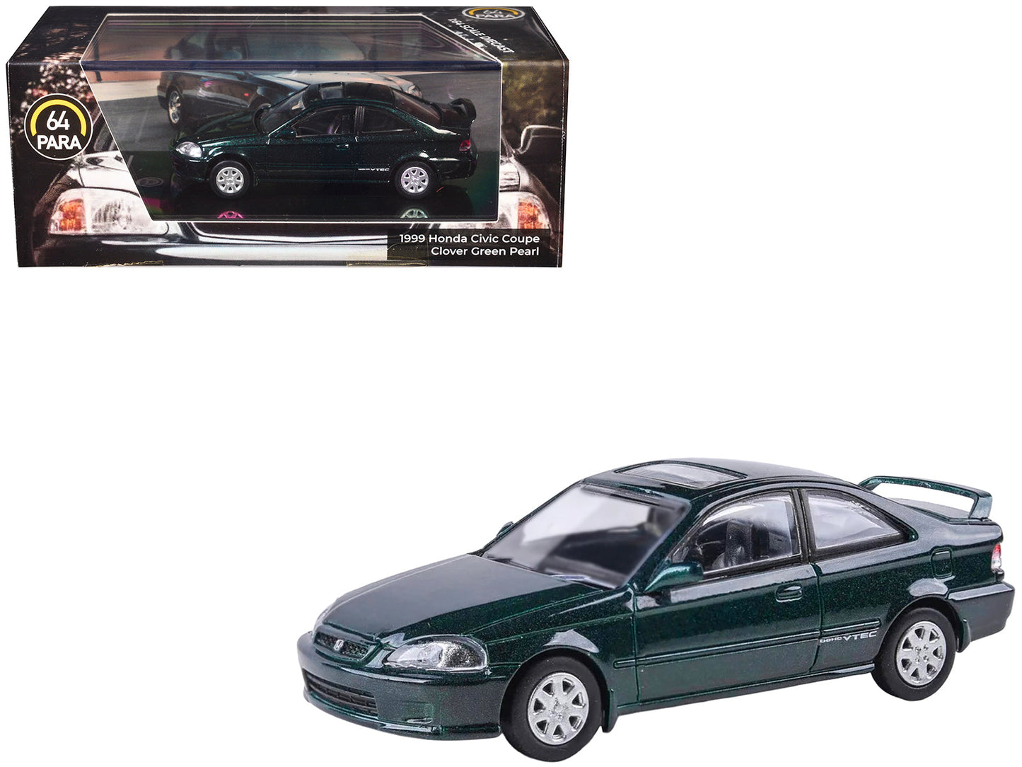 1999 Honda Civic Si EM1 Clover Green Pearl Metallic with Sunroof 1/64 Diecast Model Car