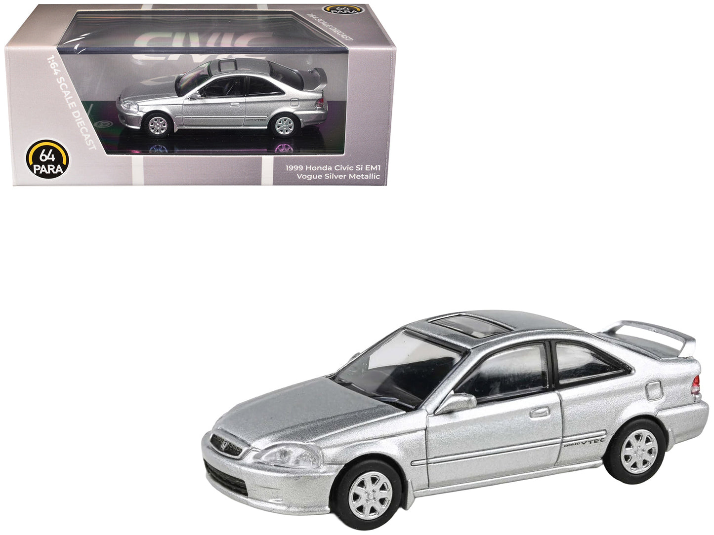 1999 Honda Civic Si EM1 Vogue Silver Metallic with Sunroof 1/64 Diecast Model Car