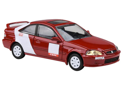 1999 Honda Civic Si EM1 "Kanjo Livery" Red with White Stripes 1/64 Diecast Model Car