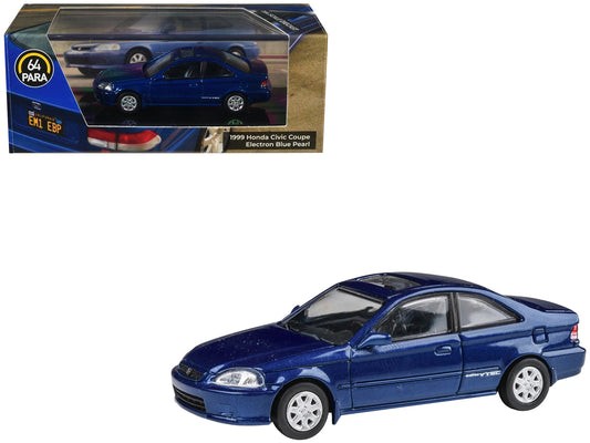 1999 Honda Civic Coupe Electron Blue Pearl Metallic with Sunroof 1/64 Diecast Model Car