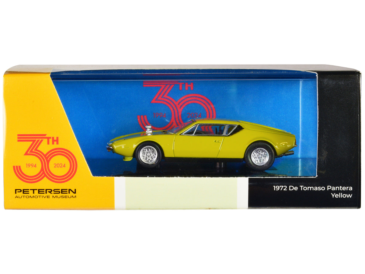 1972 De Tomaso Pantera Yellow "Petersen Automotive Museum 30th Anniversary" 1/64 Diecast Model Car
