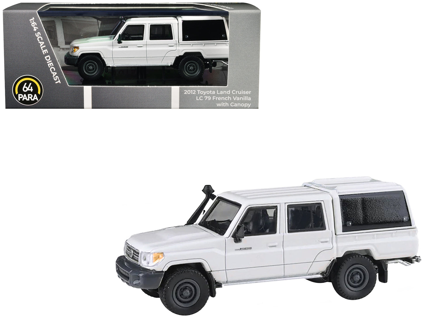 2012 Toyota Land Cruiser LC 79 French Vanilla White with Canopy 1/64 Diecast Model Car
