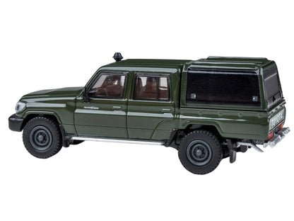 2014 Toyota Land Cruiser LC 79 with Camper Shell Military Green 1/64 Diecast Model Car