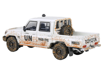 2014 Toyota Land Cruiser LC 79 Pickup Truck "UN MINUSCA" White (Dirty Version) 1/64 Diecast Model Car
