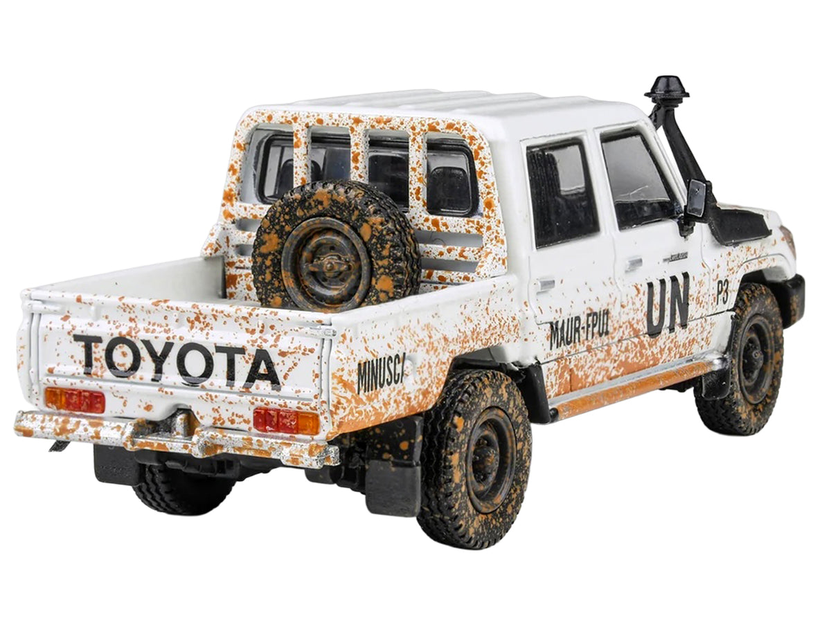 2014 Toyota Land Cruiser LC 79 Pickup Truck "UN MINUSCA" White (Dirty Version) 1/64 Diecast Model Car