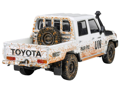 2014 Toyota Land Cruiser LC 79 Pickup Truck "UN MINUSCA" White (Dirty Version) 1/64 Diecast Model Car