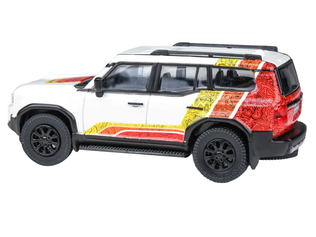 2024 Toyota Land Cruiser 250 Prado White with "TRD" Stripes 1/64 Diecast Model Car