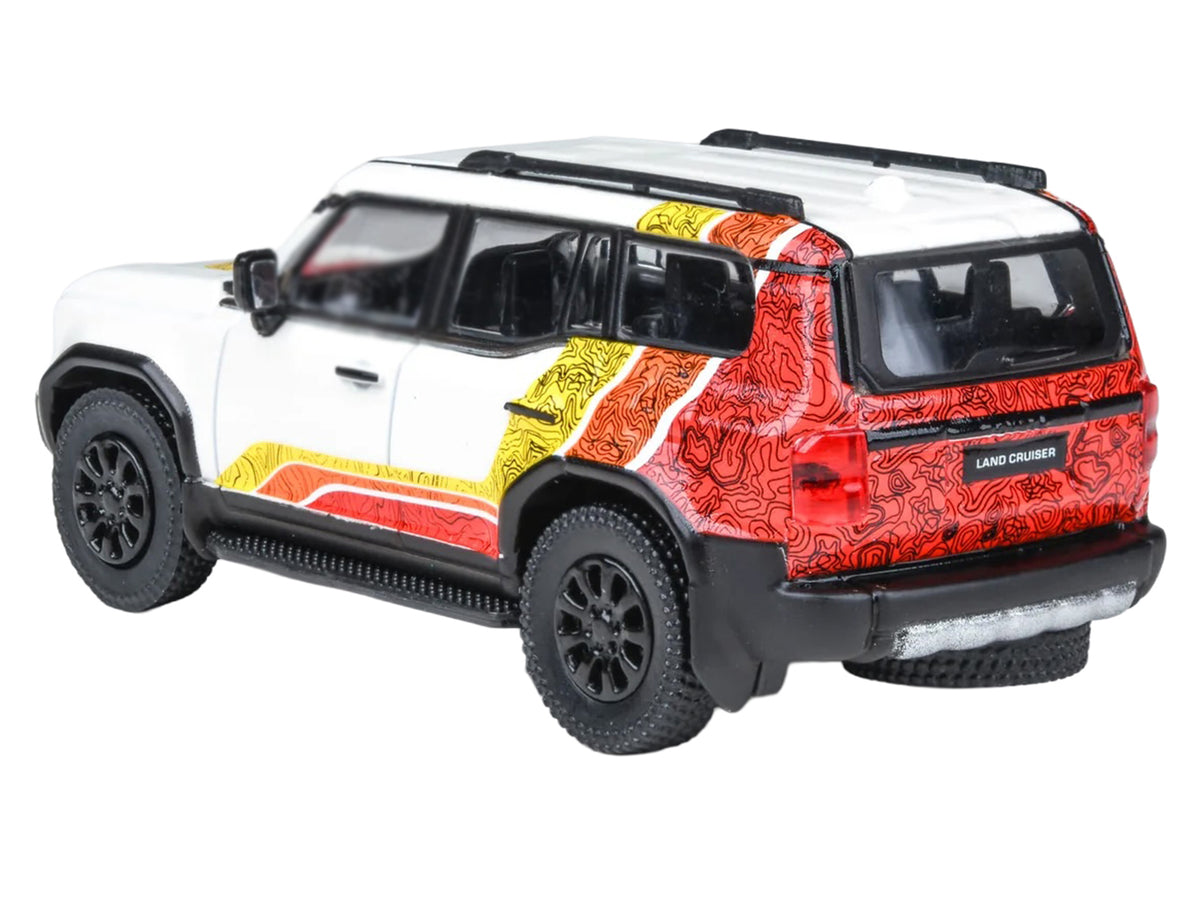 2024 Toyota Land Cruiser 250 Prado White with "TRD" Stripes 1/64 Diecast Model Car