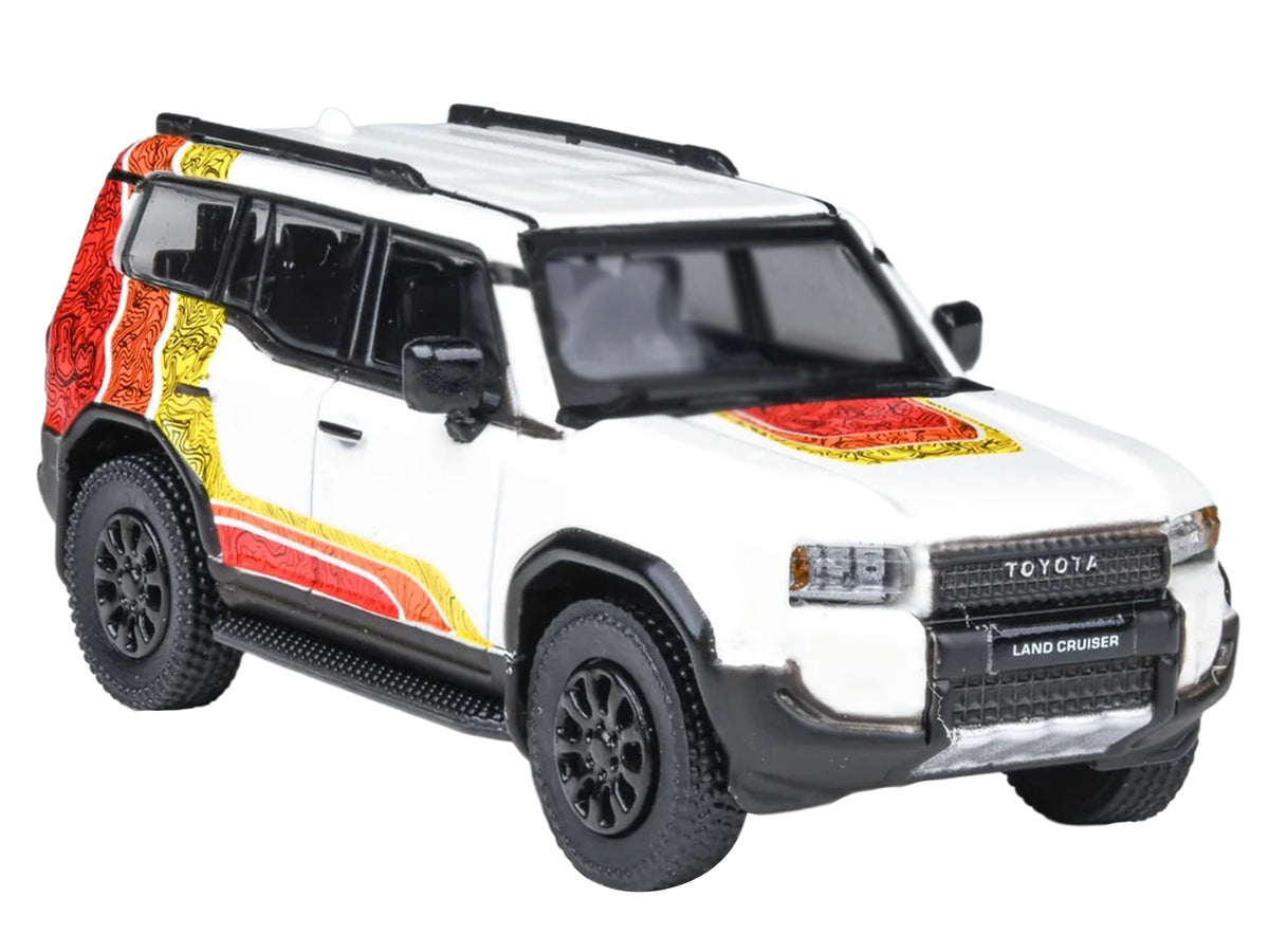 2024 Toyota Land Cruiser 250 Prado White with "TRD" Stripes 1/64 Diecast Model Car