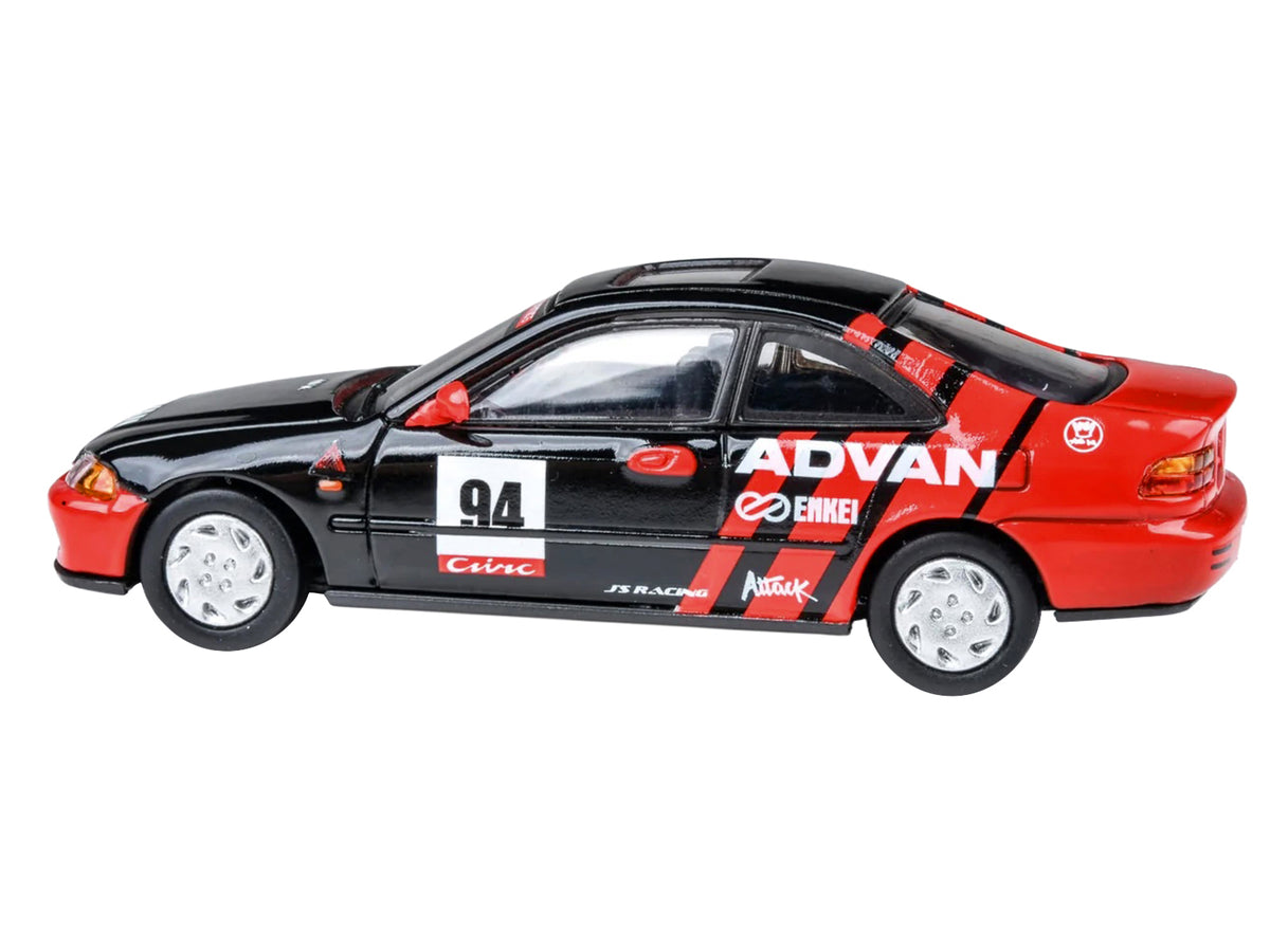 1995 Honda Civic Coupe EJ1 #94 "Autocross - ADVAN" Black and Red 1/64 Diecast Model Car