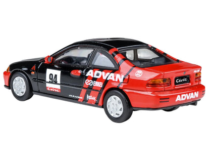 1995 Honda Civic Coupe EJ1 #94 "Autocross - ADVAN" Black and Red 1/64 Diecast Model Car