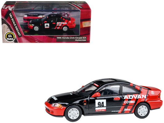 1995 Honda Civic Coupe EJ1 #94 "Autocross - ADVAN" Black and Red 1/64 Diecast Model Car