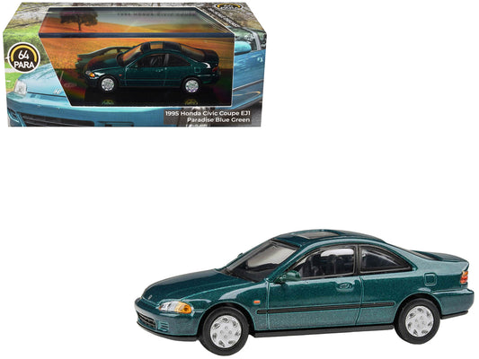 1995 Honda Civic Coupe EJ1 Paradise Blue Green Metallic with Sunroof 1/64 Diecast Model Car