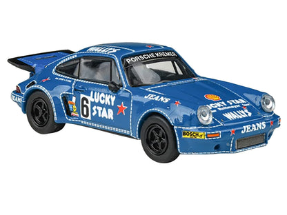 1975 Porsche 911 Carrera RSR 3.0 #6 "Kremer Racing - Wallys Jeans" Blue 1/64 Diecast Model Car
