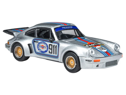 Porsche 911 Carrera RSR 3.0 "Martini Racing" Silver Metallic with Stripes 1/64 Diecast Model Car