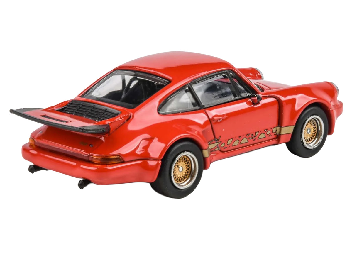 Porsche 911 Carrera RSR 3.0 Guards Red with Gold Stripes and Wheels 1/64 Diecast Model Car