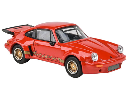 Porsche 911 Carrera RSR 3.0 Guards Red with Gold Stripes and Wheels 1/64 Diecast Model Car